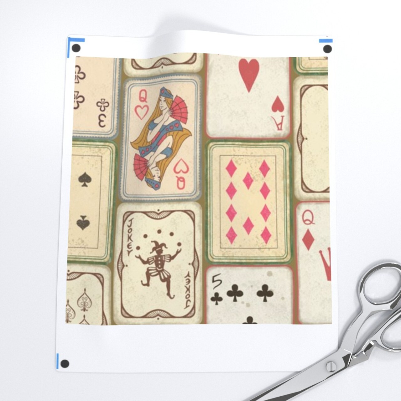Vintage Art Deco Games Cards Deck Of Poker Playing Blackjack Game Room Queen Hearts Solitaire Antique Novelty Diamonds Clubs Spades King Jack Custom Printed Fabric by Spoonflower Various Fabrics by the Yard or Fat Quarter